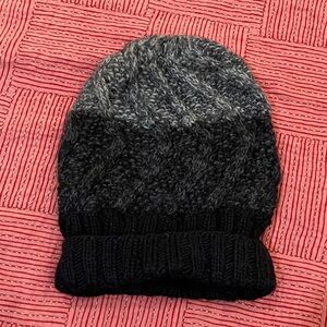 Wool oversized slouch hat / Men's Black & Gray Knit Beanie